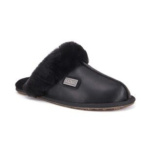 Elegant Women's Black Fur-Lined Slippers